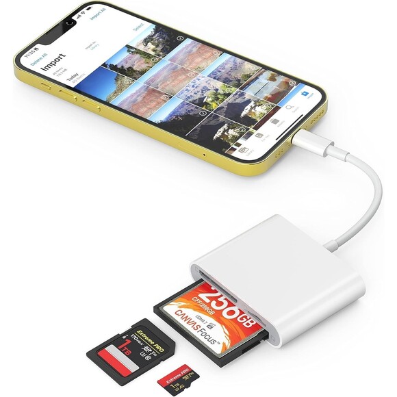 USB to Card Reader Adapter USB Camera Micro SD Memory Slot for iPhone iPad NEW - Picture 2 of 9
